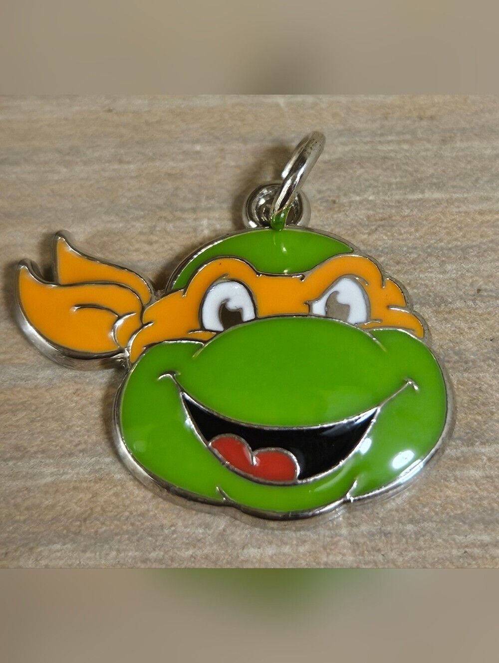 Teenage Mutant Ninja Turtles Silver Enamel Metal Charm Pendant Michelangelo